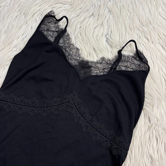 Y2K 90's Miss Sixty Women's XS Black Lace Trim Empire Babydoll Tank Goth Vamp - Picture 2 of 7